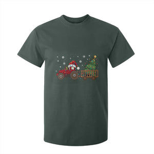 Tractor Christmas T Shirt For Kid Tree Lights Farmer Xmas Gift for Tractor Drivers TS10 Dark Forest Green Print Your Wear