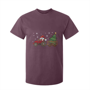 Tractor Christmas T Shirt For Kid Tree Lights Farmer Xmas Gift for Tractor Drivers TS10 Maroon Print Your Wear