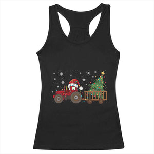 Tractor Christmas Racerback Tank Top Tree Lights Farmer Xmas Gift for Tractor Drivers TS10 Black Print Your Wear