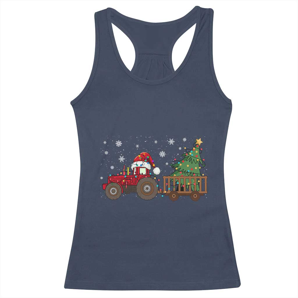 Tractor Christmas Racerback Tank Top Tree Lights Farmer Xmas Gift for Tractor Drivers TS10 Navy Print Your Wear