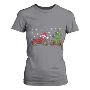 Tractor Christmas T Shirt For Women Tree Lights Farmer Xmas Gift for Tractor Drivers TS10 Charcoal Print Your Wear