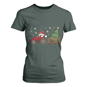 Tractor Christmas T Shirt For Women Tree Lights Farmer Xmas Gift for Tractor Drivers TS10 Dark Forest Green Print Your Wear