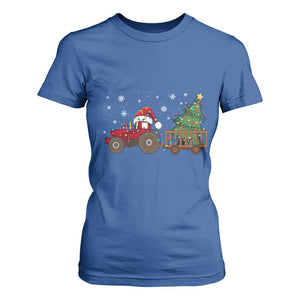 Tractor Christmas T Shirt For Women Tree Lights Farmer Xmas Gift for Tractor Drivers TS10 Royal Blue Print Your Wear