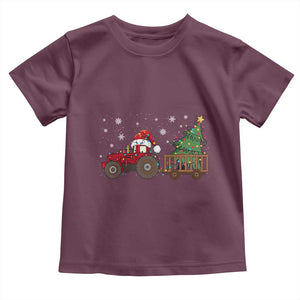 Tractor Christmas Toddler T Shirt Tree Lights Farmer Xmas Gift for Tractor Drivers TS10 Maroon Print Your Wear