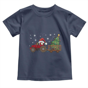 Tractor Christmas Toddler T Shirt Tree Lights Farmer Xmas Gift for Tractor Drivers TS10 Navy Print Your Wear