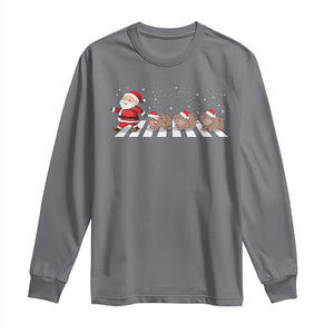 Christmas Moo Deng Long Sleeve Shirt Santa Baby Pygmy Hippo Trendy Xmas TS10 Charcoal Print Your Wear