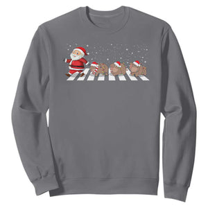 Christmas Moo Deng Sweatshirt Santa Baby Pygmy Hippo Trendy Xmas TS10 Charcoal Print Your Wear