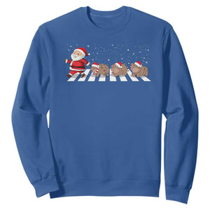 Christmas Moo Deng Sweatshirt Santa Baby Pygmy Hippo Trendy Xmas TS10 Royal Blue Print Your Wear