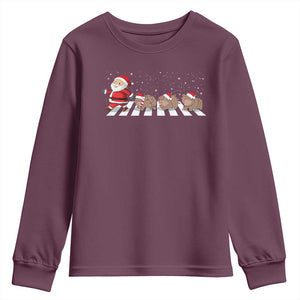 Christmas Moo Deng Youth Sweatshirt Santa Baby Pygmy Hippo Trendy Xmas TS10 Maroon Print Your Wear