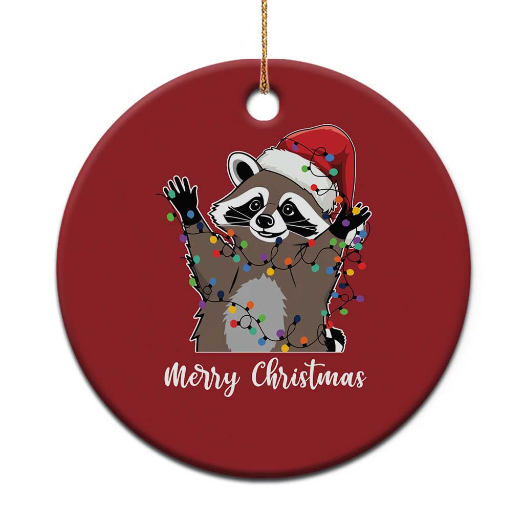 Merry Xmas Raccoon Christmas Ornament Happy Holidays Gift Animal Red Santa Hat TS10 Print Your Wear