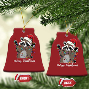 Merry Xmas Raccoon Christmas Ornament Happy Holidays Gift Animal Red Santa Hat TS10 Bell Flake Red Print Your Wear