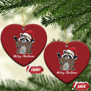 Merry Xmas Raccoon Christmas Ornament Happy Holidays Gift Animal Red Santa Hat TS10 Heart Red Print Your Wear