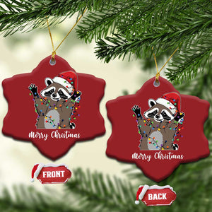 Merry Xmas Raccoon Christmas Ornament Happy Holidays Gift Animal Red Santa Hat TS10 Snow Flake Red Print Your Wear