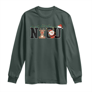 Christmas NICU Nurse Long Sleeve Shirt Cute Reindeer Student Xmas Gift TS10 Dark Forest Green Print Your Wear