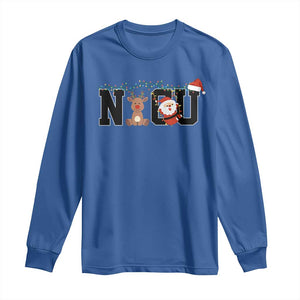 Christmas NICU Nurse Long Sleeve Shirt Cute Reindeer Student Xmas Gift TS10 Royal Blue Print Your Wear