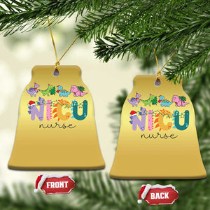 NICU Nurse Xmas Dinosaur Christmas Ornament Neonatal Intensive Care Unit Nurse Appreciation Gift TS10 Bell Flake Gold Print Your Wear