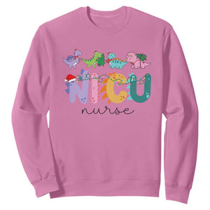 NICU Nurse Christmas Sweatshirt Xmas Light Neonatal Intensive Care Unit Nurse Appreciation Gift Dinosaur TS10 Azalea Print Your Wear