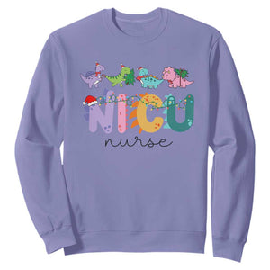 NICU Nurse Christmas Sweatshirt Xmas Light Neonatal Intensive Care Unit Nurse Appreciation Gift Dinosaur TS10 Violet Print Your Wear