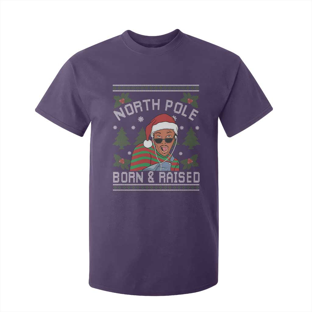 Funny Ugly Christmas T Shirt For Kid Fresh North Pole Born Raised Prince TS10 Purple Print Your Wear
