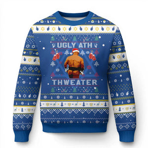 Funny Christmas Hanukkah Ugly Sweater Merry Chrithmith Ugly Ath Thweater Tyson TS10 Blue White Print Your Wear