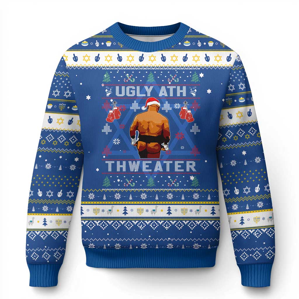 Funny Christmas Hanukkah Ugly Sweater Merry Chrithmith Ugly Ath Thweater Tyson TS10 Blue White Print Your Wear