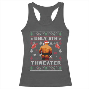 Funny Christmas Racerback Tank Top Merry Chrithmith Ugly Ath Thweater Tyson TS10 Dark Heather Print Your Wear
