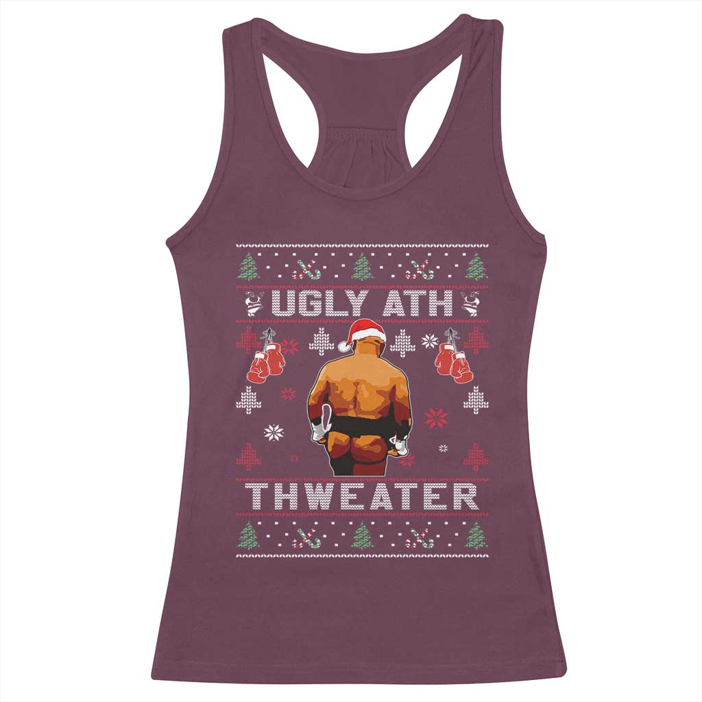 Funny Christmas Racerback Tank Top Merry Chrithmith Ugly Ath Thweater Tyson TS10 Maroon Print Your Wear