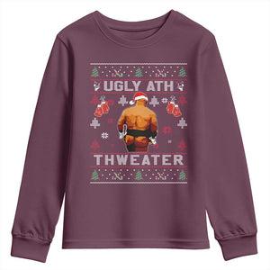 Funny Christmas Youth Sweatshirt Merry Chrithmith Ugly Ath Thweater Tyson TS10 Maroon Print Your Wear