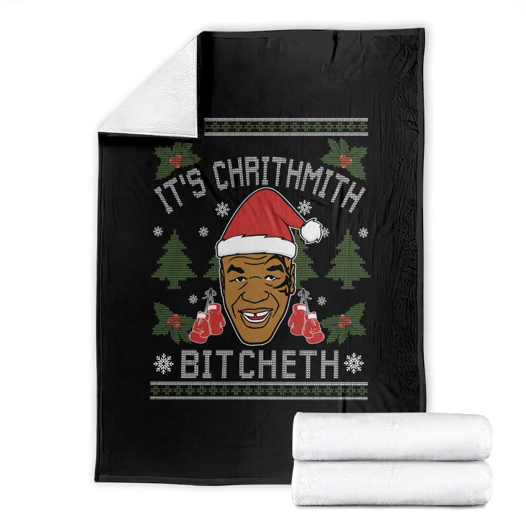 Funny Christmas Throw Blanket Merry Chrithmith Ath Thweater Tyson Professional Boxer Ugly Xmas TS10 Black Print Your Wear