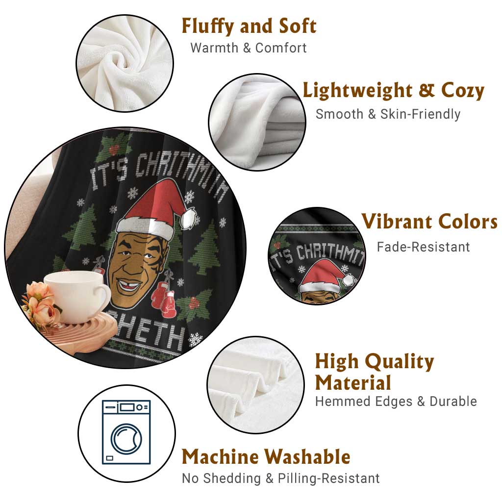 Funny Christmas Throw Blanket Merry Chrithmith Ath Thweater Tyson Professional Boxer Ugly Xmas TS10 Print Your Wear
