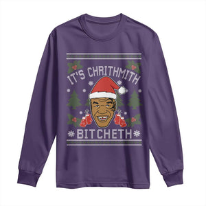 Funny Christmas Long Sleeve Shirt Merry Chrithmith Ath Thweater Tyson Professional Boxer Ugly Xmas TS10 Purple Print Your Wear