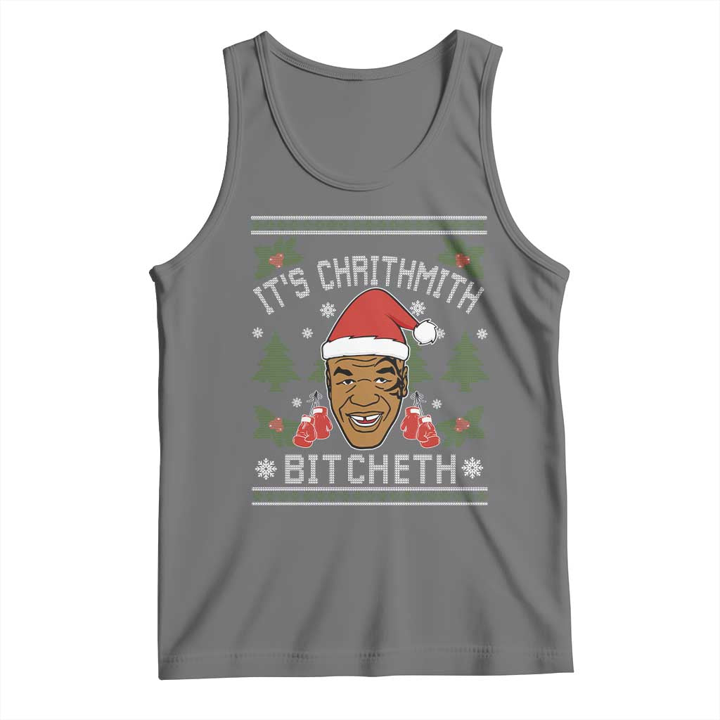 Funny Christmas Tank Top Merry Chrithmith Ath Thweater Tyson Professional Boxer Ugly Xmas TS10 Black Heather Print Your Wear