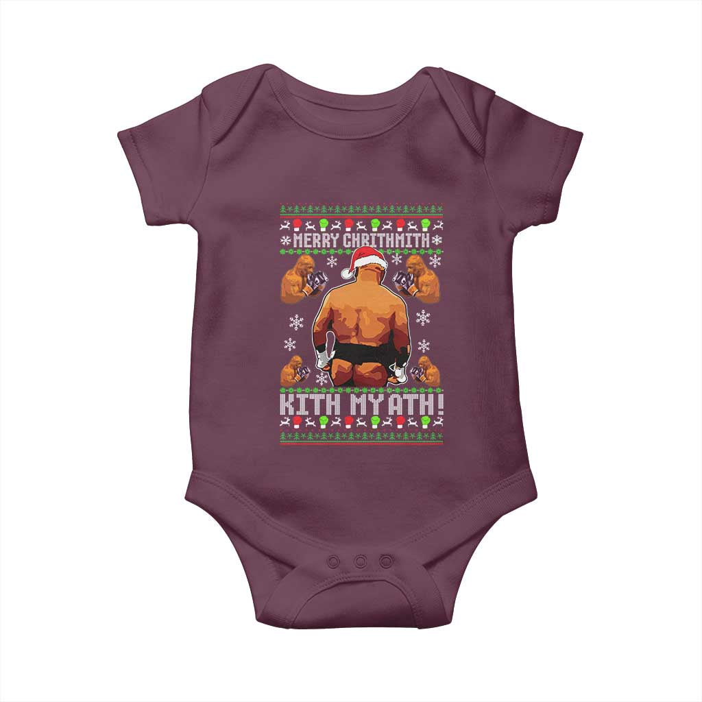 Merry Chrithmith Kith My Ath Funny Ugly Christmas Baby Onesie TS10 Maroon Print Your Wear