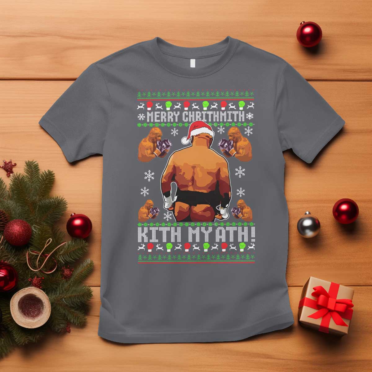 Merry Chrithmith Kith My Ath Funny Ugly Christmas T Shirt TS10 Charcoal Print Your Wear