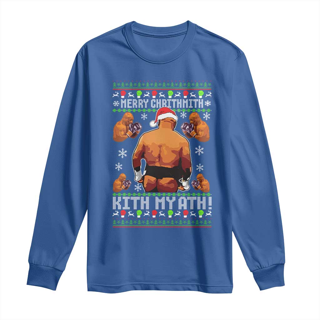 Merry Chrithmith Kith My Ath Funny Ugly Christmas Long Sleeve Shirt TS10 Royal Blue Print Your Wear