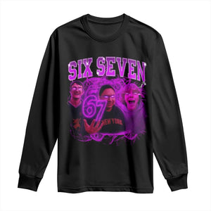 Funny Six Seven 6 7 Meme Long Sleeve Shirt The Mason 67 Kid Bootleg Gen Alpha Slang TS10 Black Print Your Wear