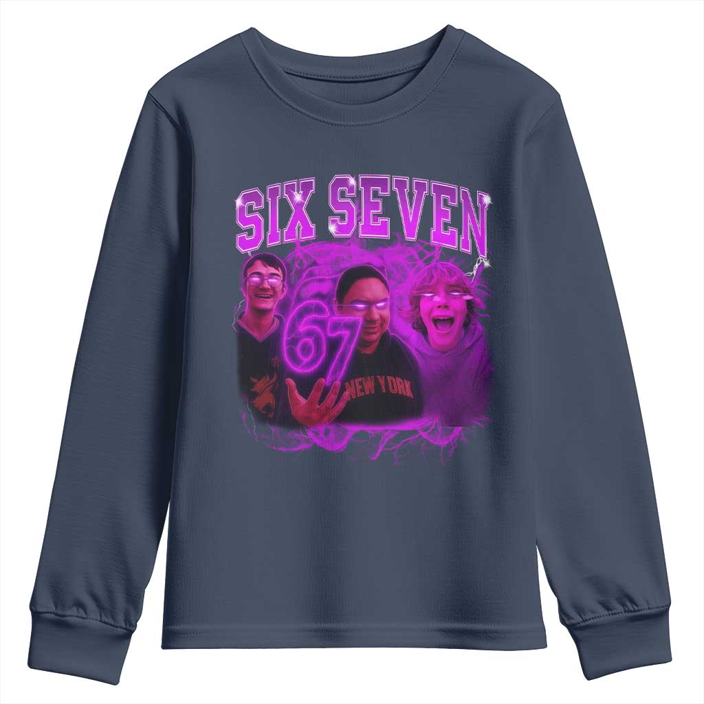 Funny Six Seven 6 7 Meme Youth Sweatshirt The Mason 67 Kid Bootleg Gen Alpha Slang TS10 Navy Print Your Wear