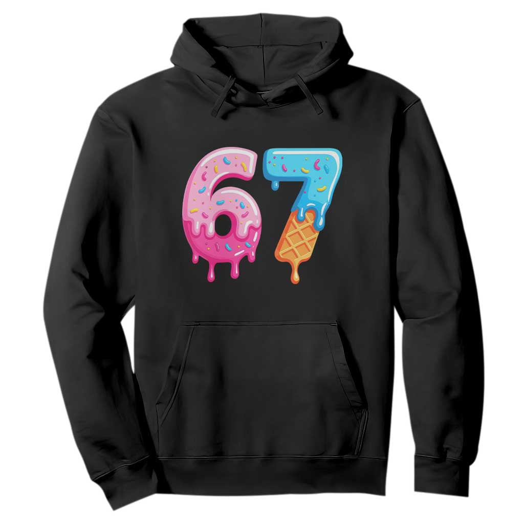 67 Ice Cream Drip Meme Hoodie Funny Six Seven Gen Alpha Slang TS10 Black Print Your Wear