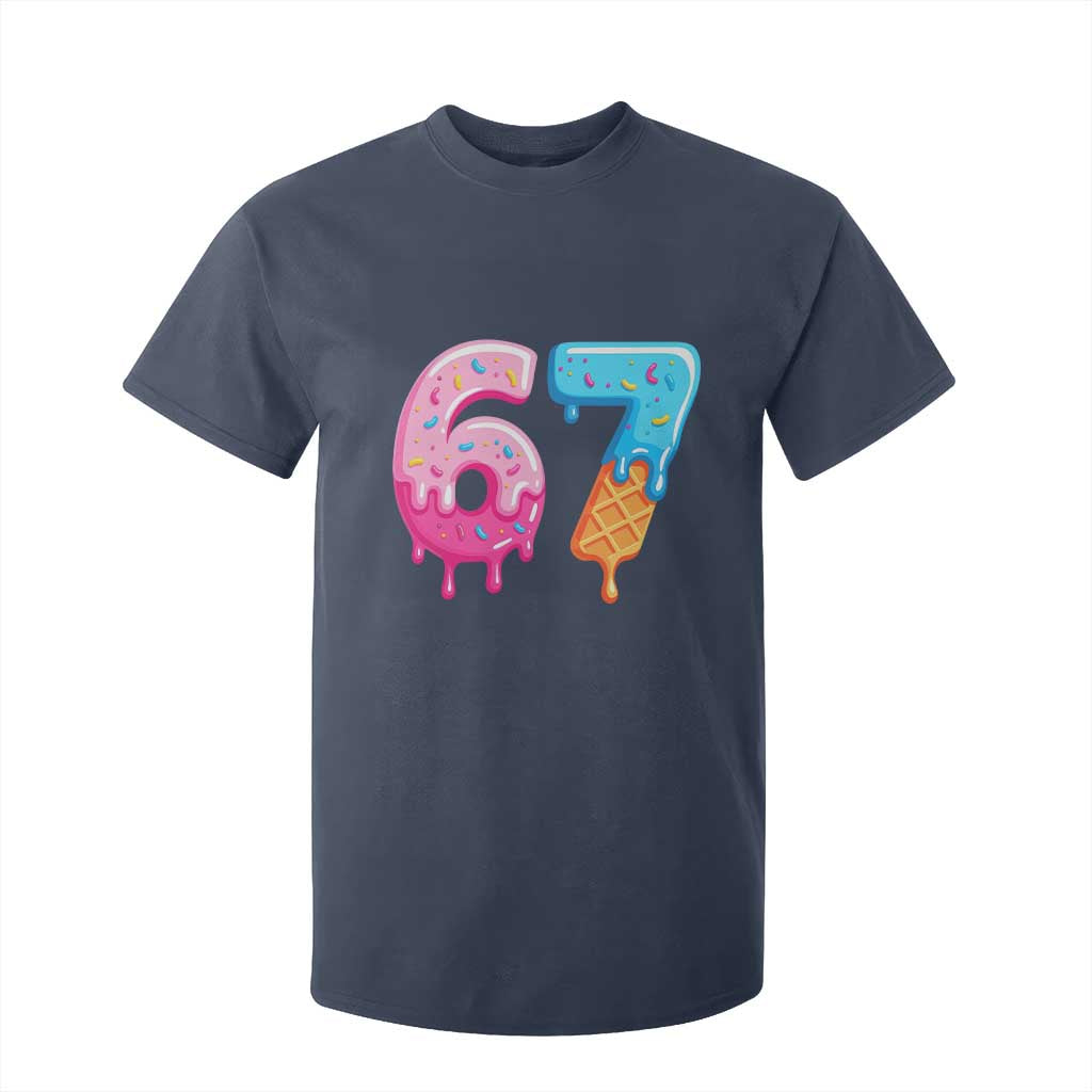 67 Ice Cream Drip Meme T Shirt For Kid Funny Six Seven Gen Alpha Slang TS10 Navy Print Your Wear