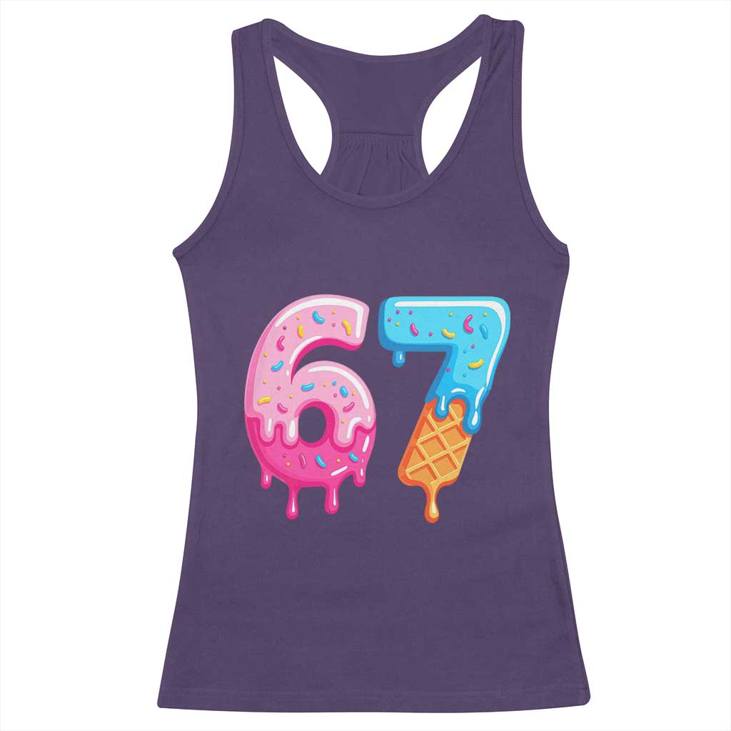 67 Ice Cream Drip Meme Racerback Tank Top Funny Six Seven Gen Alpha Slang TS10 Purple Print Your Wear