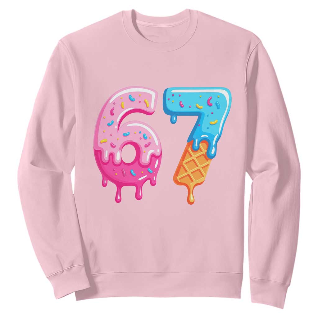 67 Ice Cream Drip Meme Sweatshirt Funny Six Seven Gen Alpha Slang TS10 Light Pink Print Your Wear
