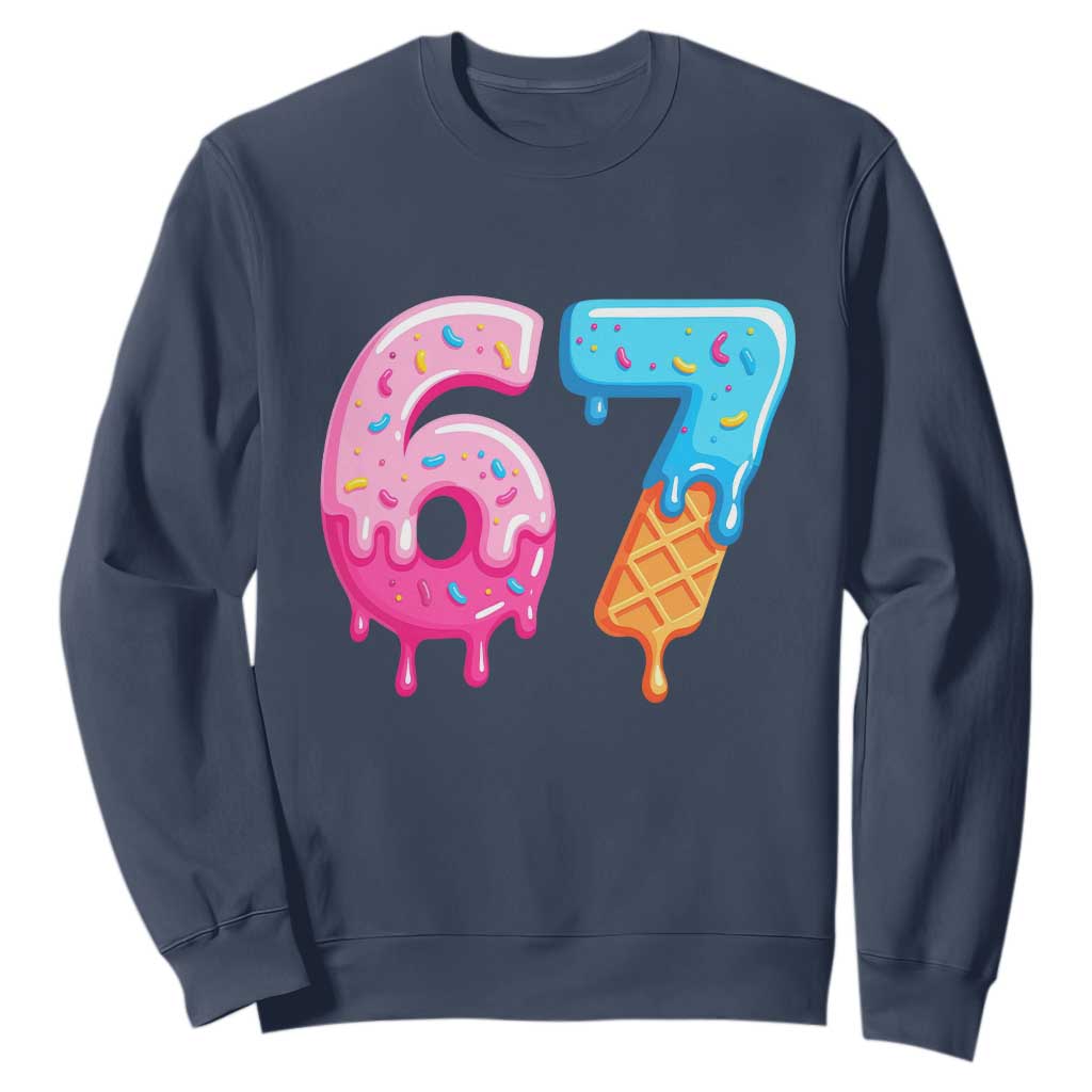 67 Ice Cream Drip Meme Sweatshirt Funny Six Seven Gen Alpha Slang TS10 Navy Print Your Wear