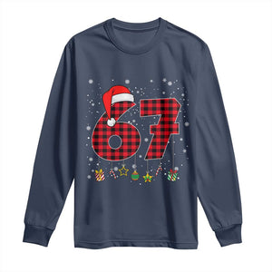 67 Christmas Long Sleeve Shirt Funny Six Seven 6 7 Meme Gen Alpha Slang TS10 Navy Print Your Wear