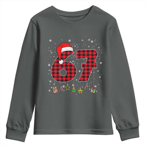 67 Christmas Youth Sweatshirt Funny Six Seven 6 7 Meme Gen Alpha Slang TS10 Dark Heather Print Your Wear