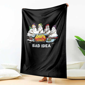 Christmas Snowman Campfire Throw Blanket Bad Idea Melting Snowman Family Roasting Marshmallows TS10 Print Your Wear