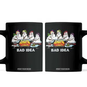 Christmas Snowman Campfire Coffee Mug Bad Idea Melting Snowman Family Roasting Marshmallows TS10 Black Print Your Wear