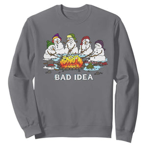 Christmas Snowman Campfire Sweatshirt Bad Idea Melting Snowman Family Roasting Marshmallows TS10 Charcoal Print Your Wear