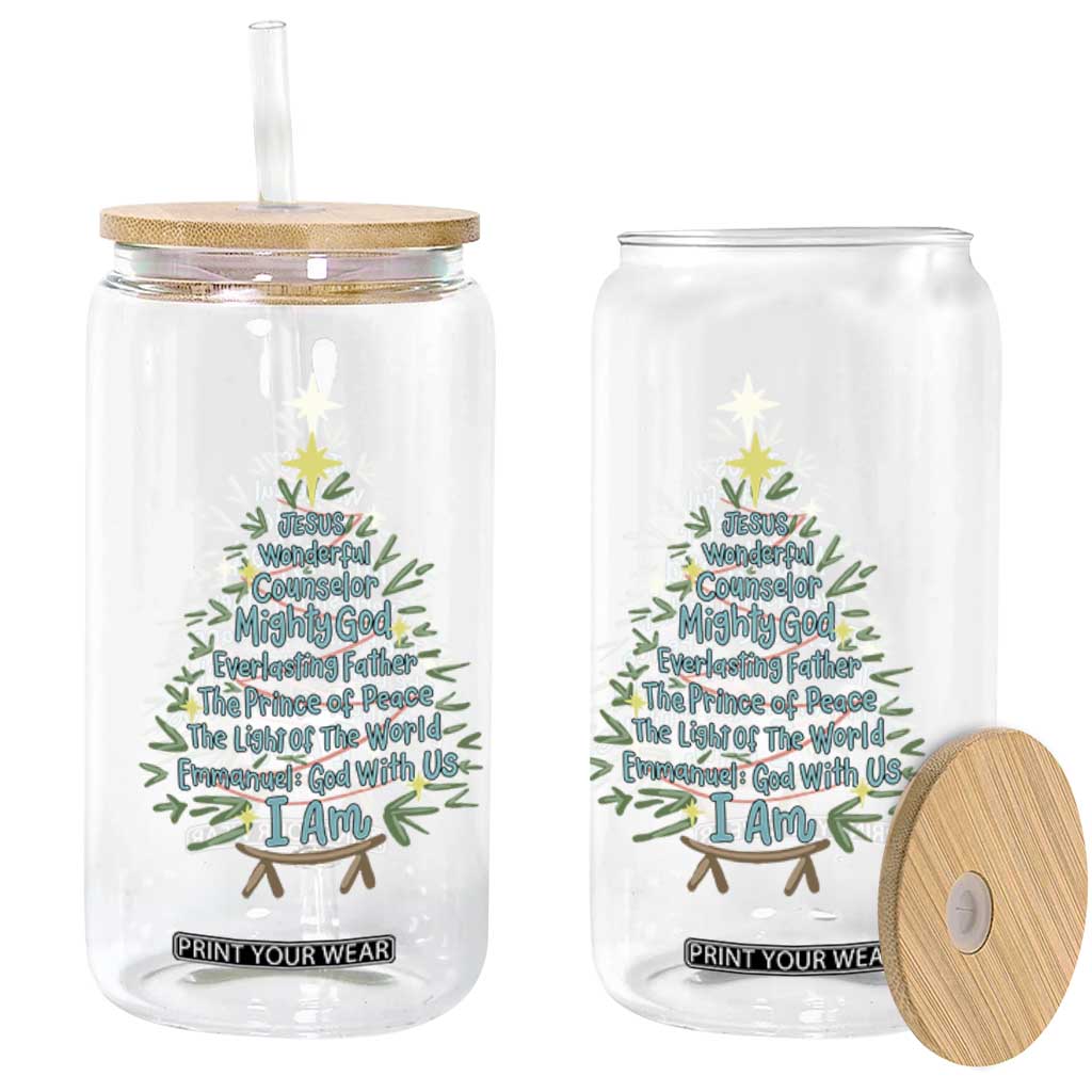 Jesus Names Christmas Tree Glass Can Christian Bible Verse Xmas TS10 Print Your Wear
