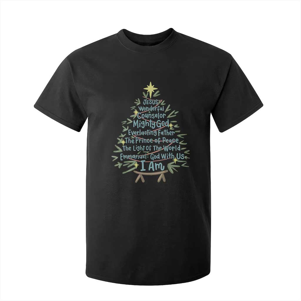Jesus Names Christmas Tree T Shirt For Kid Christian Bible Verse Xmas TS10 Black Print Your Wear