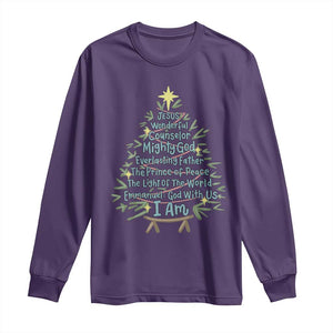 Jesus Names Christmas Tree Long Sleeve Shirt Christian Bible Verse Xmas TS10 Purple Print Your Wear